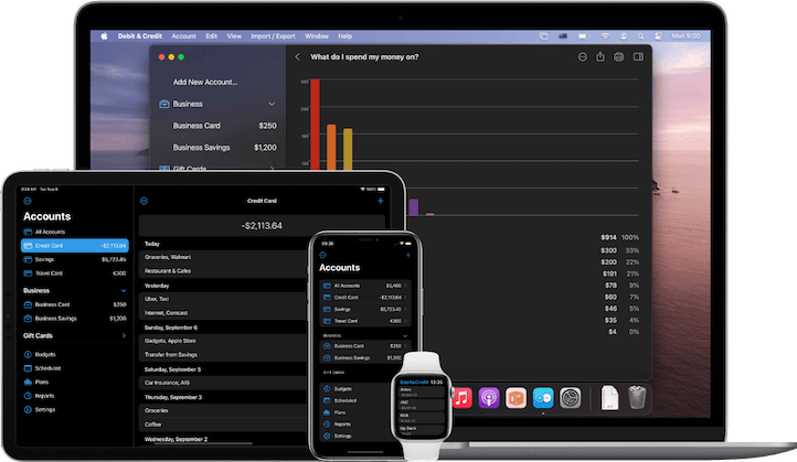 Debit & Credit sur Mac, iPad, iPhone et Apple Watch